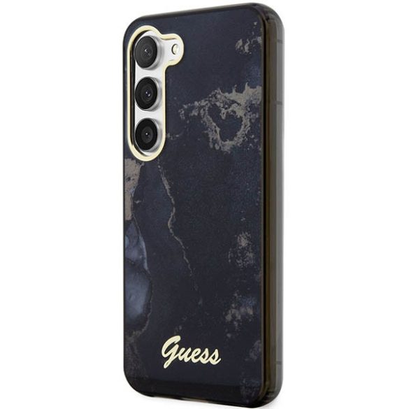 Guess GUHCS23MHTMRSK Samsung Galaxy S23+ S916 fekete keménytok Golden Marble kollekció