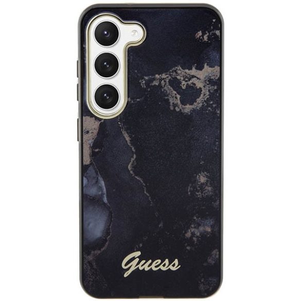 Guess GUHCS23MHTMRSK Samsung Galaxy S23+ S916 fekete keménytok Golden Marble kollekció