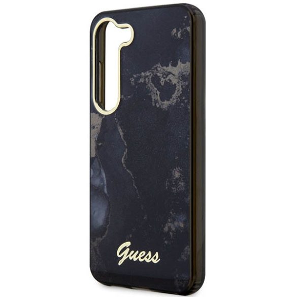 Guess GUHCS23MHTMRSK Samsung Galaxy S23+ S916 fekete keménytok Golden Marble kollekció