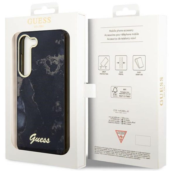 Guess GUHCS23MHTMRSK Samsung Galaxy S23+ S916 fekete keménytok Golden Marble kollekció