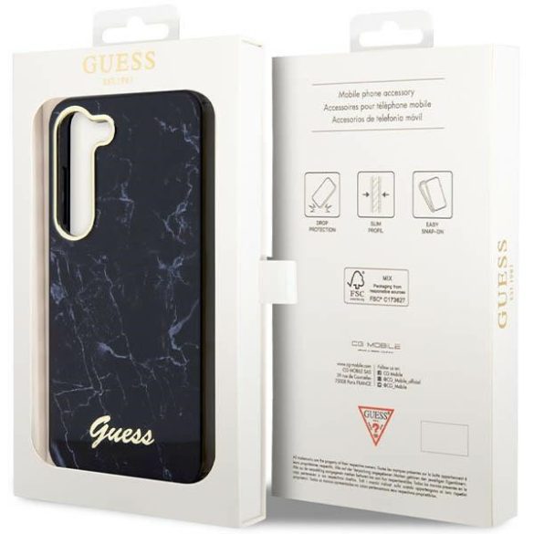 Guess GUHCS23SPCUMAK Samsung Galaxy S23 S911 fekete keménytok  Márvány