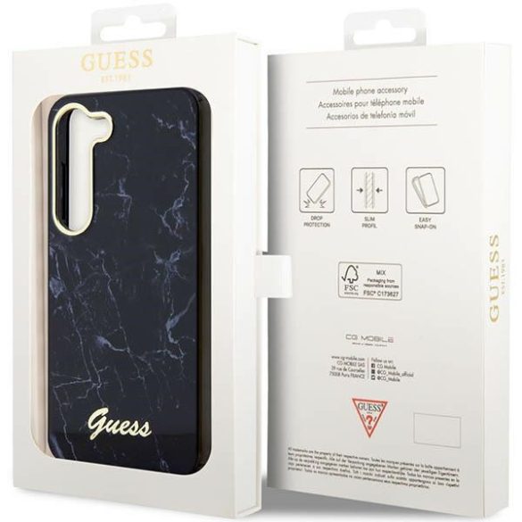 Guess GUHCS23MPCUMAK Samsung Galaxy S23 +S916 fekete keménytok Márvány