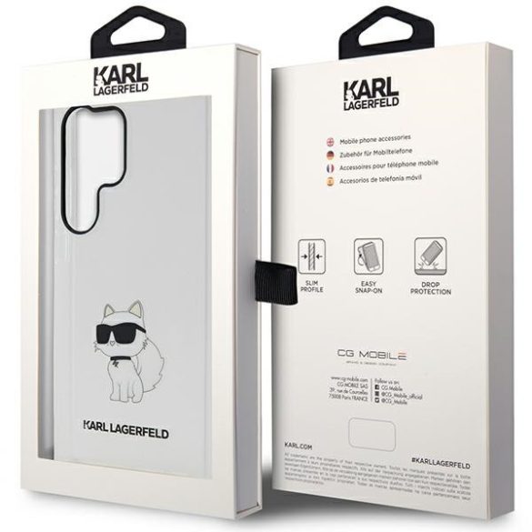 Karl Lagerfeld KLHCS23LHNCHTCT Samsung Galaxy S23 UltraS918 átlátszó keménytok ikonikus Choupette