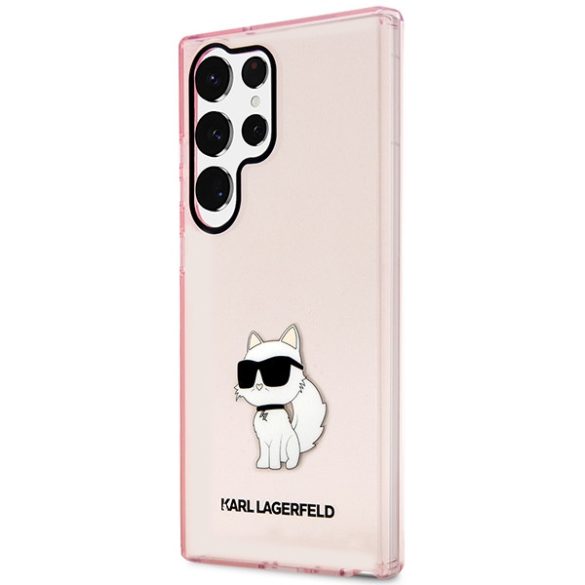 Karl Lagerfeld KLHCS23LHNCHTCP Samsung Galaxy S23 UltraS918 rózsaszín keménytok ikonikus Choupette