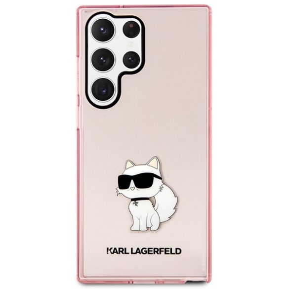 Karl Lagerfeld KLHCS23LHNCHTCP Samsung Galaxy S23 UltraS918 rózsaszín keménytok ikonikus Choupette