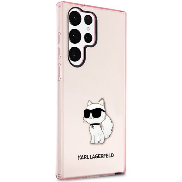 Karl Lagerfeld KLHCS23LHNCHTCP Samsung Galaxy S23 UltraS918 rózsaszín keménytok ikonikus Choupette