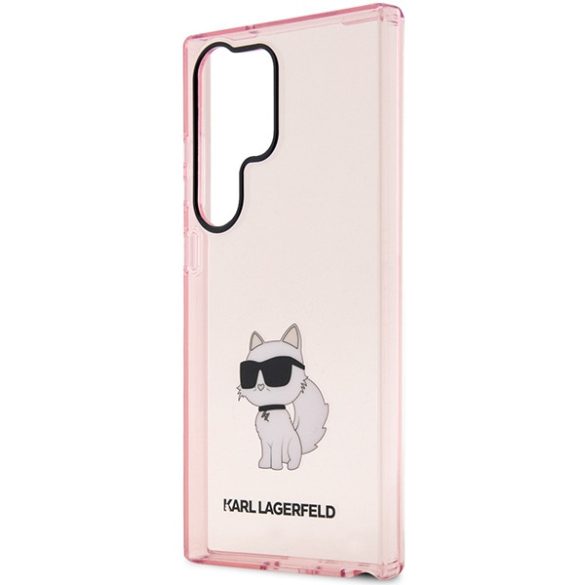 Karl Lagerfeld KLHCS23LHNCHTCP Samsung Galaxy S23 UltraS918 rózsaszín keménytok ikonikus Choupette