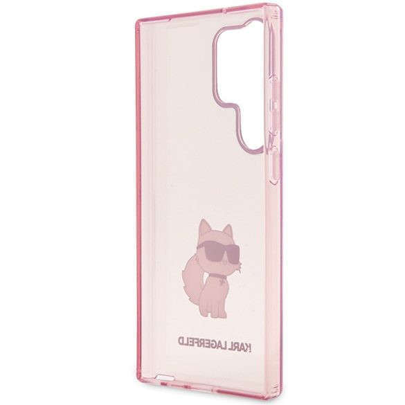 Karl Lagerfeld KLHCS23LHNCHTCP Samsung Galaxy S23 UltraS918 rózsaszín keménytok ikonikus Choupette