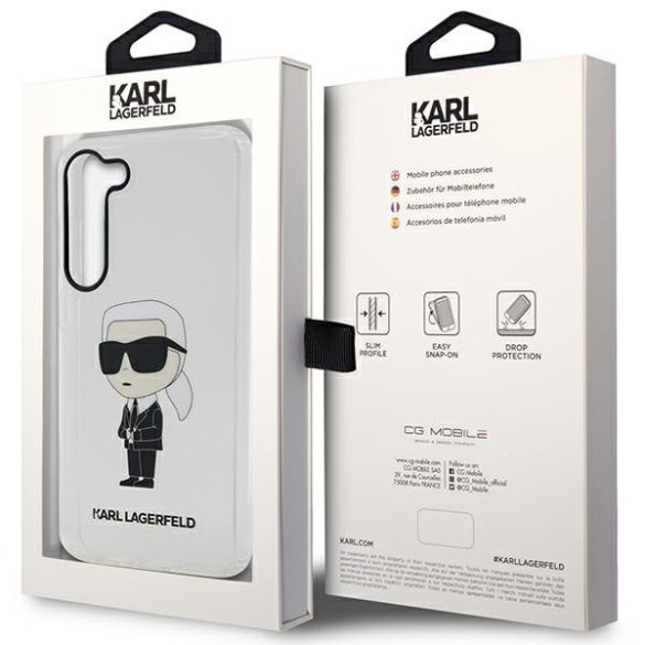 Karl Lagerfeld KLHCS23SHNIKTCT Samsung Galaxy S23 S911 átlátszó keménytok ikonikus Karl Lagerfeld