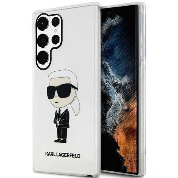 Karl Lagerfeld KLHCS23LHNIKTCT Samsung Galaxy S23 UltraS918 átlátszó keménytok ikonikus Karl Lagerfeld