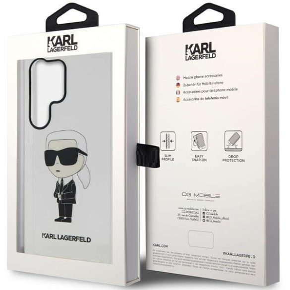 Karl Lagerfeld KLHCS23LHNIKTCT Samsung Galaxy S23 UltraS918 átlátszó keménytok ikonikus Karl Lagerfeld