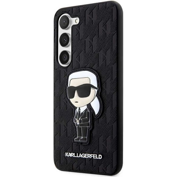 Karl Lagerfeld KLHCS23SSAKLHKPK Samsung Galaxy S23 S911 keménytok táska fekete Saffiano Monogram ikonikus monogram