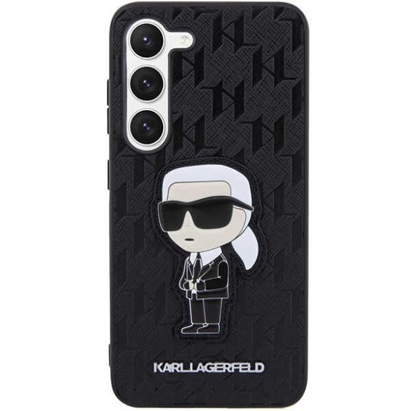 Karl Lagerfeld KLHCS23SSAKLHKPK Samsung Galaxy S23 S911 keménytok táska fekete Saffiano Monogram ikonikus monogram