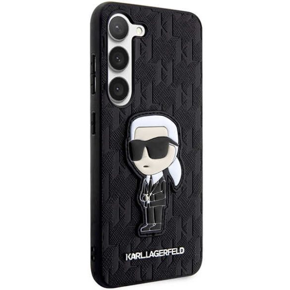 Karl Lagerfeld KLHCS23SSAKLHKPK Samsung Galaxy S23 S911 keménytok táska fekete Saffiano Monogram ikonikus monogram