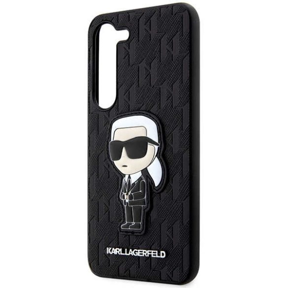 Karl Lagerfeld KLHCS23SSAKLHKPK Samsung Galaxy S23 S911 keménytok táska fekete Saffiano Monogram ikonikus monogram