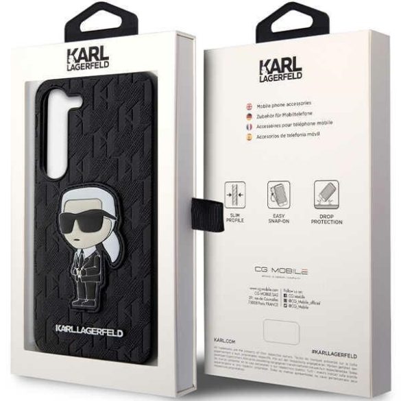 Karl Lagerfeld KLHCS23SSAKLHKPK Samsung Galaxy S23 S911 keménytok táska fekete Saffiano Monogram ikonikus monogram