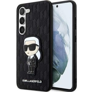 Karl Lagerfeld KLHCS23MSAKLHKPK Samsung Galaxy S23+ S916 keménytok táska fekete Saffiano Monogram ikonikus monogram