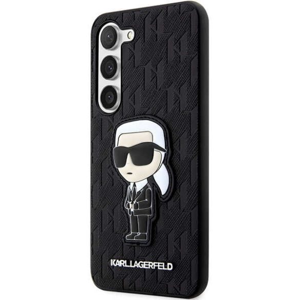 Karl Lagerfeld KLHCS23MSAKLHKPK Samsung Galaxy S23+ S916 keménytok táska fekete Saffiano Monogram ikonikus monogram