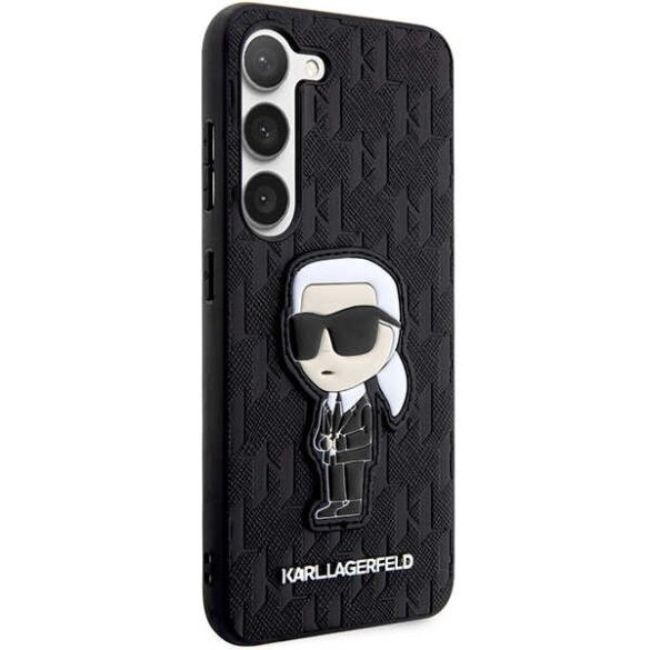 Karl Lagerfeld KLHCS23MSAKLHKPK Samsung Galaxy S23+ S916 keménytok táska fekete Saffiano Monogram ikonikus monogram