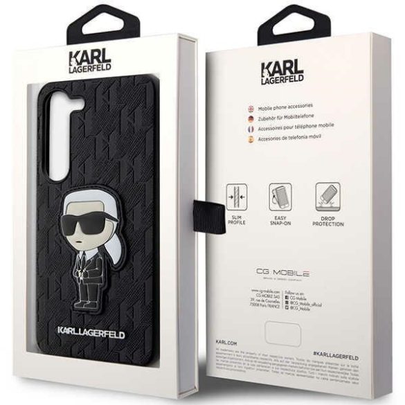 Karl Lagerfeld KLHCS23MSAKLHKPK Samsung Galaxy S23+ S916 keménytok táska fekete Saffiano Monogram ikonikus monogram