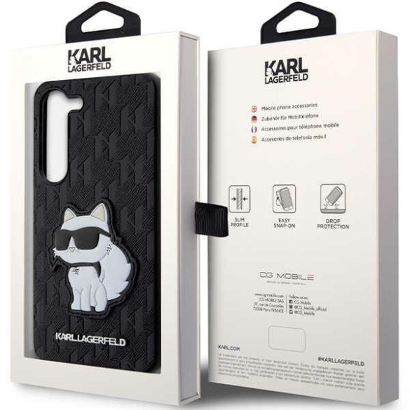 Karl Lagerfeld KLHCS23MSAKLHCPK Samsung Galaxy S23+ S916 keménytok fekete Saffiano Monogram Choupette