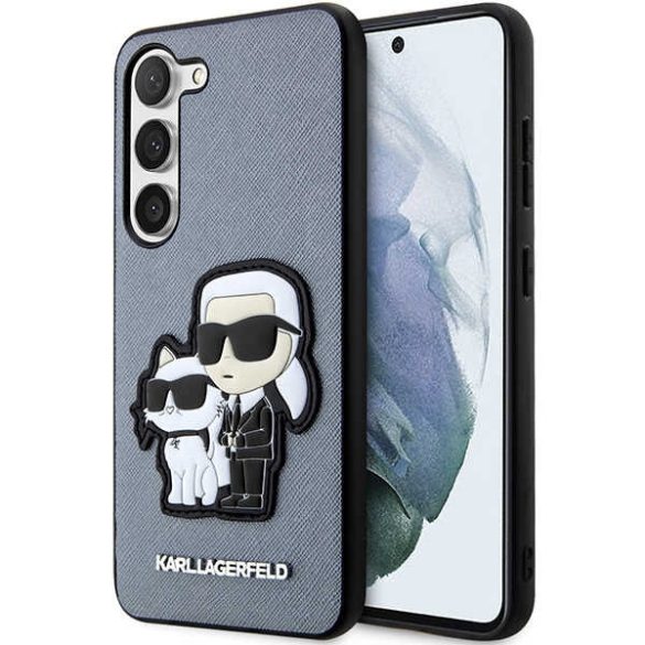 Karl Lagerfeld KLHCS23SSANKCPG Samsung Galaxy S23 S911 keménytok szürke Saffiano Karl & Choupette