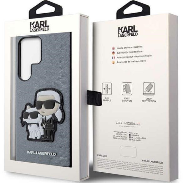 Karl Lagerfeld KLHCS23LSANKCPG Samsung Galaxy S23 UltraS918 keménytok szürke Saffiano Karl & Choupette