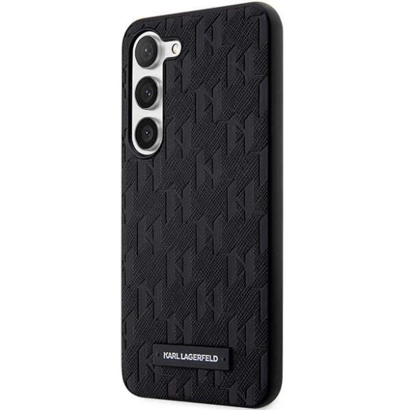 Karl Lagerfeld KLHCS23SSAKLHPK Samsung Galaxy S23 S911 keménytok táska fekete Saffiano Mono fém logóval