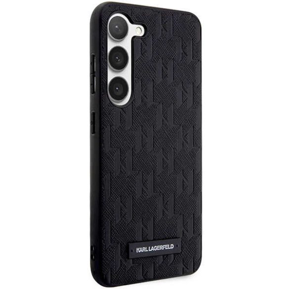 Karl Lagerfeld KLHCS23SSAKLHPK Samsung Galaxy S23 S911 keménytok táska fekete Saffiano Mono fém logóval