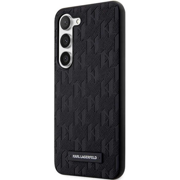 Karl Lagerfeld KLHCS23MSAKLHPK Samsung Galaxy S23+ S916 keménytok táska fekete Saffiano Mono fém logóval