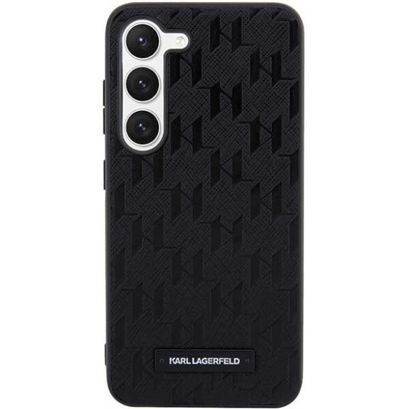 Karl Lagerfeld KLHCS23MSAKLHPK Samsung Galaxy S23+ S916 keménytok táska fekete Saffiano Mono fém logóval