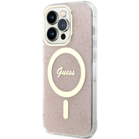 Guess GUHMP14LH4STP iPhone 14 Pro 6.1" rózsaszín keménytok 4G MagSafe