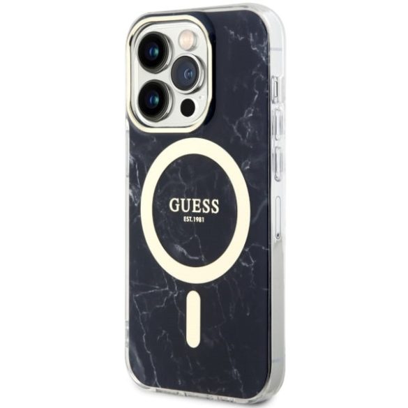 Guess GUHMP14LPCUMAK iPhone 14 Pro 6.1" fekete keménytok  Marble MagSafe