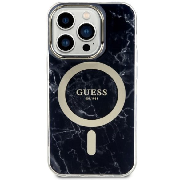 Guess GUHMP14LPCUMAK iPhone 14 Pro 6.1" fekete keménytok  Marble MagSafe