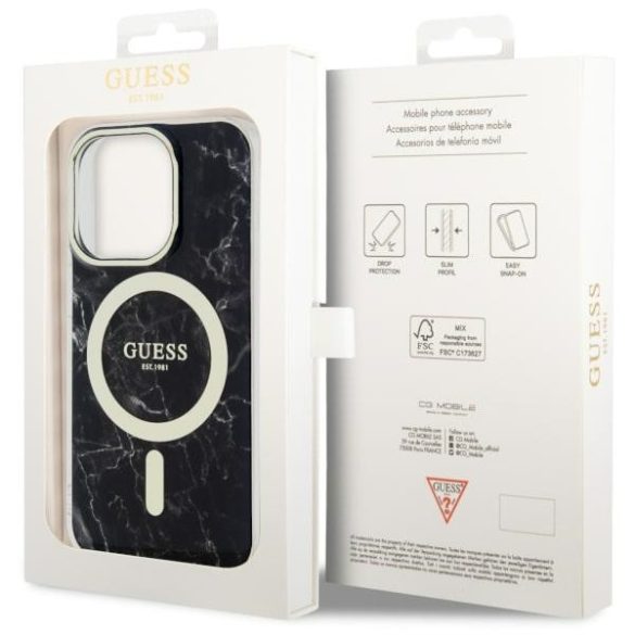 Guess GUHMP14LPCUMAK iPhone 14 Pro 6.1" fekete keménytok  Marble MagSafe