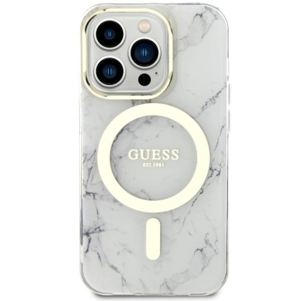 Guess GUHMP14LPCUMAH iPhone 14 Pro 6.1" fehér keménytok  Marble MagSafe