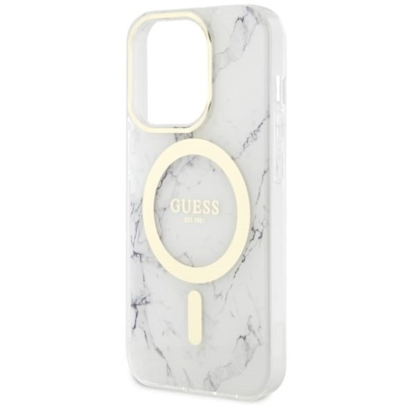 Guess GUHMP14LPCUMAH iPhone 14 Pro 6.1" fehér keménytok  Marble MagSafe