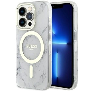 Guess GUHMP14XPCUMAH iPhone 14 Pro Max 6.7" fehér keménytok  Marble MagSafe