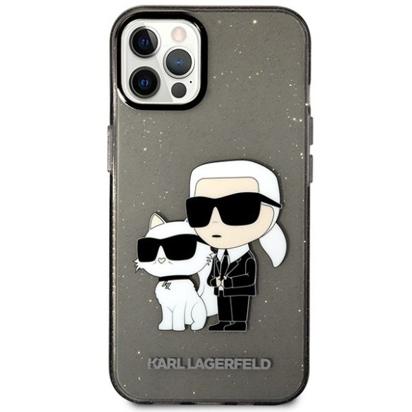 Karl Lagerfeld KLHCP12MHNKCTGK iPhone 12 /12 Pro 6,1" fekete keménytok  csillogó Karl&Choupette