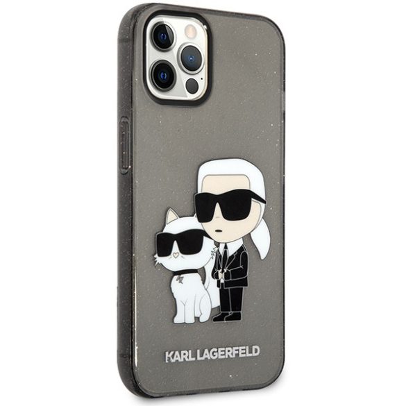 Karl Lagerfeld KLHCP12MHNKCTGK iPhone 12 /12 Pro 6,1" fekete keménytok  csillogó Karl&Choupette