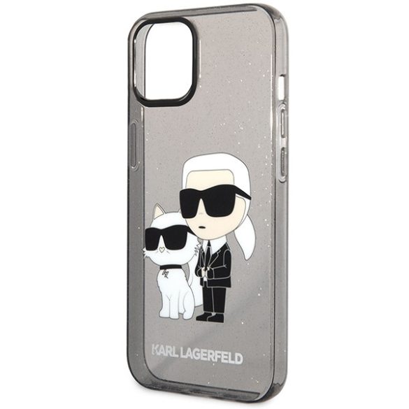 Karl Lagerfeld KLHCP12MHNKCTGK iPhone 12 /12 Pro 6,1" fekete keménytok  csillogó Karl&Choupette