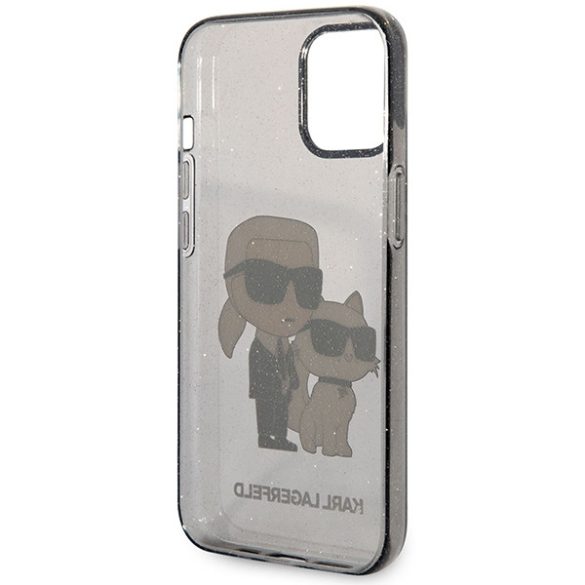 Karl Lagerfeld KLHCP12MHNKCTGK iPhone 12 /12 Pro 6,1" fekete keménytok  csillogó Karl&Choupette