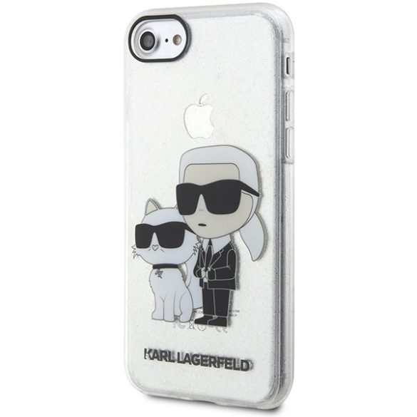 Karl Lagerfeld KLHCI8HNKCTGT iPhone 7/8/ SE 2020 / SE 2022 átlátszó keménytok csillogó Karl&Choupette