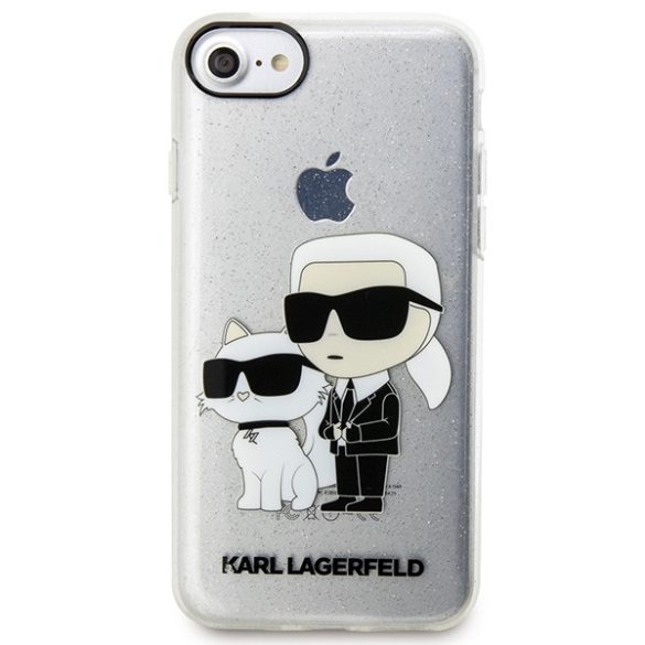 Karl Lagerfeld KLHCI8HNKCTGT iPhone 7/8/ SE 2020 / SE 2022 átlátszó keménytok csillogó Karl&Choupette