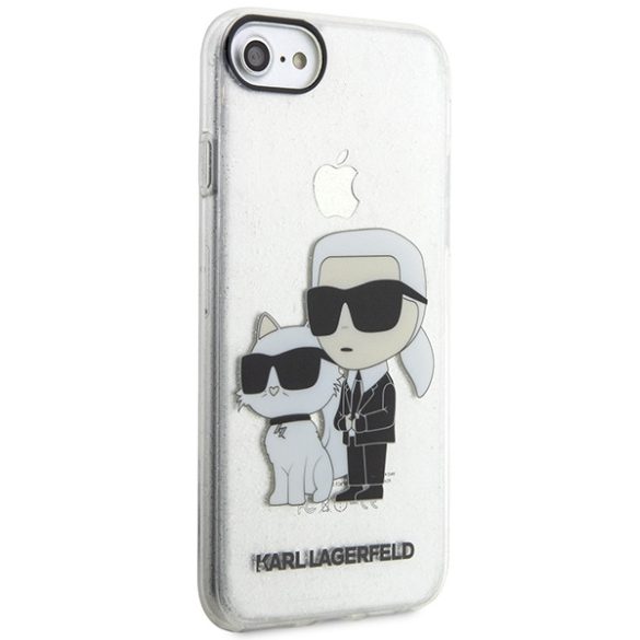 Karl Lagerfeld KLHCI8HNKCTGT iPhone 7/8/ SE 2020 / SE 2022 átlátszó keménytok csillogó Karl&Choupette