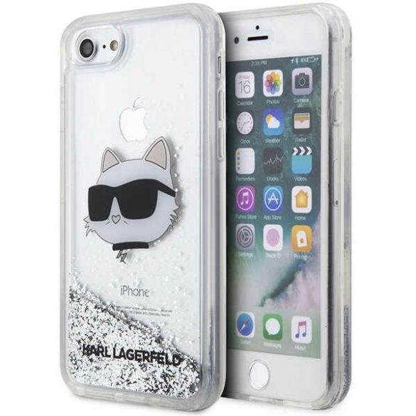 Karl Lagerfeld KLHCI8LNCHCS iPhone 7/8/ SE 2020 / SE 2022 ezüst keménytok Glitter Choupette Head