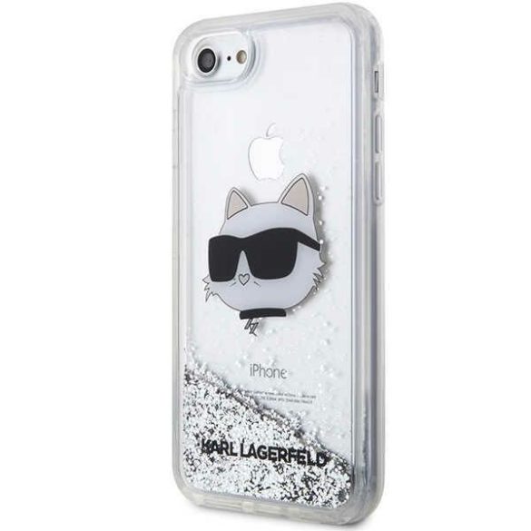 Karl Lagerfeld KLHCI8LNCHCS iPhone 7/8/ SE 2020 / SE 2022 ezüst keménytok Glitter Choupette Head