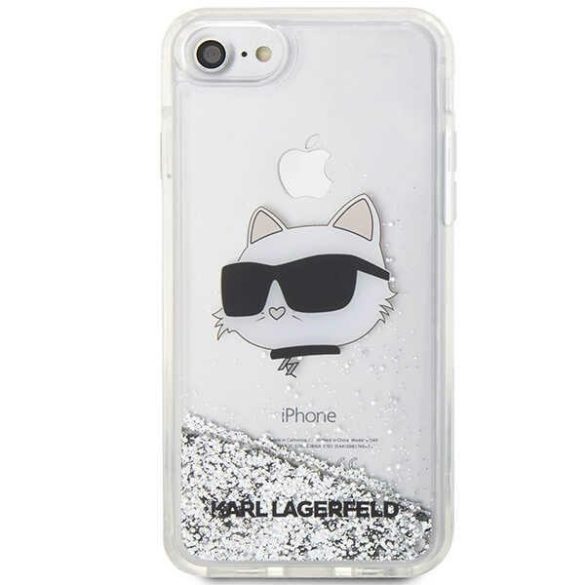 Karl Lagerfeld KLHCI8LNCHCS iPhone 7/8/ SE 2020 / SE 2022 ezüst keménytok Glitter Choupette Head