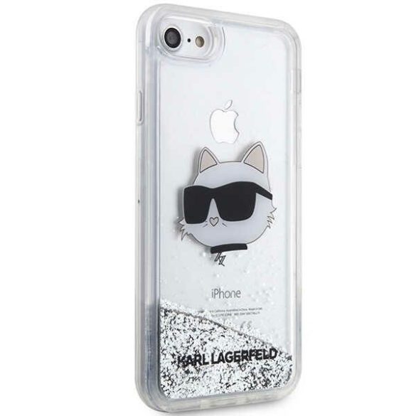 Karl Lagerfeld KLHCI8LNCHCS iPhone 7/8/ SE 2020 / SE 2022 ezüst keménytok Glitter Choupette Head