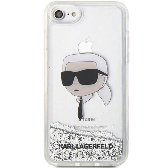 Karl Lagerfeld KLHCI8LNKHCH iPhone 7/8/ SE 2020 / SE 2022 ezüst keménytok Glitter Karl Head